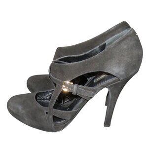 Dolce and Gabbanna Black Italian Suede Leather Cut Out Pumps Heels Stilettos 41